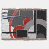 黒と赤、抽象芸術絵画、幾何学的 スローブランケット (正面)