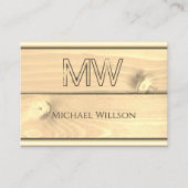 黒と軽い木目木板モノグラム 名刺 (正面)