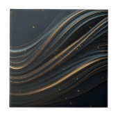 黒と輝モダンく黄金の抽象芸術の流れ タイル (正面)