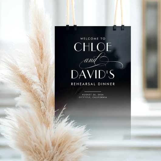 黒と透明なリハーサルによるディナーウェルカム アクリルサイン