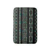 黒と部族カラフルの幾何学的パターン バスマット (正面縦)