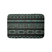 黒と部族カラフルの幾何学的パターン バスマット (正面)