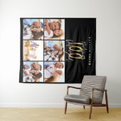 黒と金のおしゃれなフォトコラージュ 100歳の誕生日 現代風 タペストリー (インサイチュ(横))