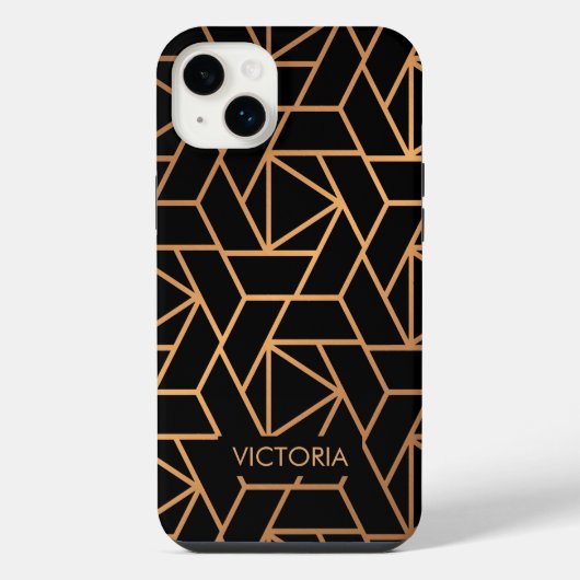 黒と金のエレガントな模様 iPhoneケース (裏面)