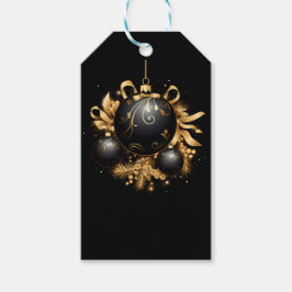 黒と金のクリスマスオーナメント ギフトタグ