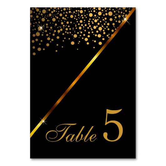 黒と金のコンフェッティ・ドット テーブルナンバー (裏面)