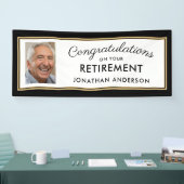 黒と金のシンプルな退職パーティーの写真 横断幕 (トレードショー)