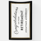 黒と金のシンプルな退職パーティーバナー 横断幕 (縦)