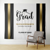 黒と金のストライプの卒業生 タペストリー (インサイチュ(横))