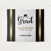 黒と金のストライプの卒業生 タペストリー (正面(横))