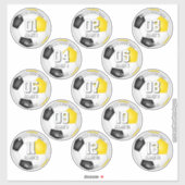 黒と金のチームカラーの13枚のサッカーステッカー シール (シート)