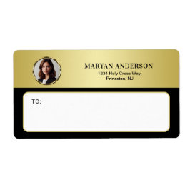 黒と金のデザイン、ロゴまたは写真を金の円形で ラベル