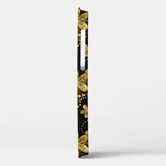 黒と金のトロピカル葉の模様 Case-Mate iPhoneケース (裏面 / 左)