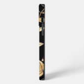 黒と金のバラの花柄 iPhoneケース (左側面)