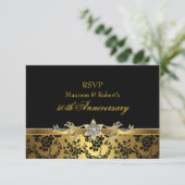 黒と金のバラの50周年記念RSVP 出欠カード (スタンド正面)