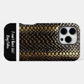 黒と金のヘビの模様を学ぶ iPhoneケース (裏面横)