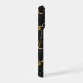 黒と金のマーブル模様 iPhoneケース (右側面)