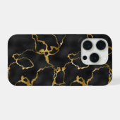 黒と金のマーブル模様 iPhoneケース (裏面横)