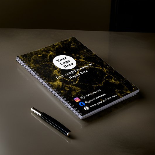 黒と金のマーブル ノートブック