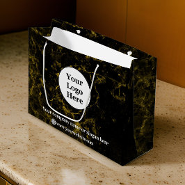 黒と金のマーブル ラージペーパーバッグ