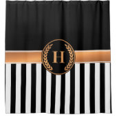 黒と金のモノグラム シャワーカーテン (正面)