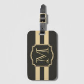 黒と金のモノグラム ラゲッジタグ (正面縦)