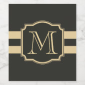 黒と金のモノグラム ワインラベル (シングルラベル)