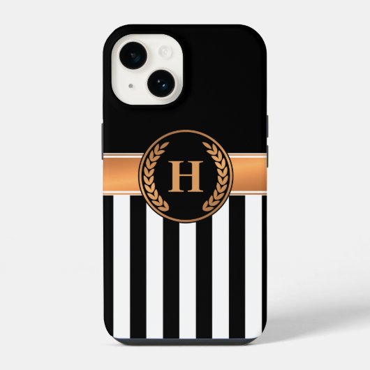 黒と金のモノグラム iPhoneケース (裏面)