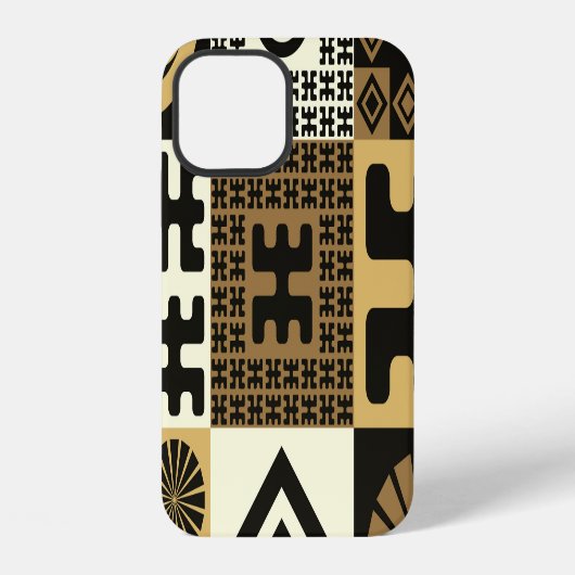 黒と金の和風なシームレスパターン iPhoneケース (裏面)