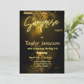 黒と金の塵が驚くユニークなQRコードの招待状 招待状 (スタンド正面)