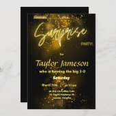 黒と金の塵が驚くユニークなQRコードの招待状 招待状 (正面/裏面)