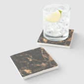 黒と金の大理石 ストーンコースター (横)