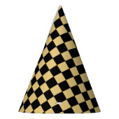 黒と金の市松模様 パーティーハット (左)