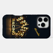 黒と金の旗で熱狂するレースの日! iPhoneケース (裏面横)
