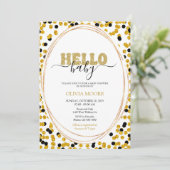 黒と金の水玉のベビーシャワー招待状 招待状 (スタンド正面)