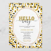 黒と金の水玉のベビーシャワー招待状 招待状 (正面/裏面)