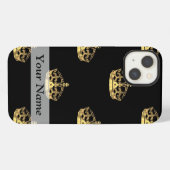 黒と金の王冠パターン iPhoneケース (裏面横)