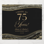 黒と金の瑪瑙 75回目の結婚記念日のパーティー スパークリングワインラベル (シングルラベル)