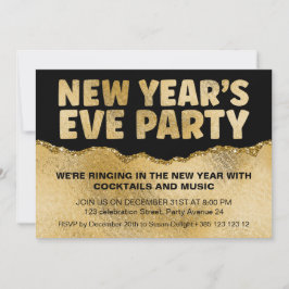 黒と金の箔のテクスチャ新年のパーティー 招待状