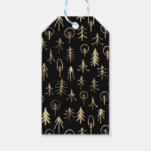 黒と金の箔の冬のシーン木雪 ギフトタグ (正面)