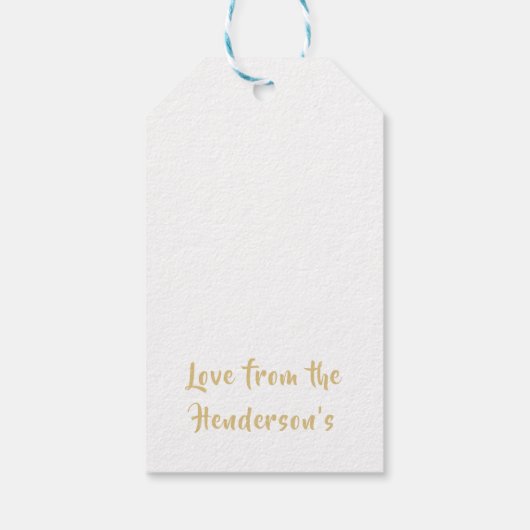 黒と金の箔の冬のシーン木雪 ギフトタグ (裏面)