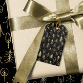 黒と金の箔の冬のシーン木雪 ギフトタグ