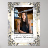 黒と金の花模様の大理石 ラブィングメモリー葬儀 ポスター (正面)