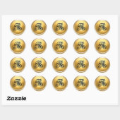 黒と金の華やかなイニシャルモノグラム ラウンドシール (シート)