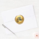 黒と金の華やかなイニシャルモノグラム ラウンドシール (封筒)