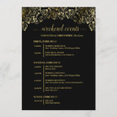 黒と金の華やかな結婚式イベントとタイムライン プログラム (正面)