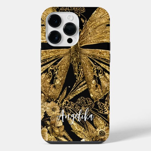 黒と金の蝶々 iPhoneケース (裏面)