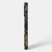 黒と金の蝶のシームレスパターン iPhoneケース (左側面)
