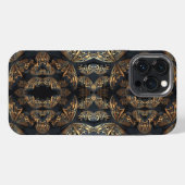 黒と金の蝶のシームレスパターン iPhoneケース (裏面横)