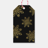黒と金の輝くスノーフレークハッピーホリデー ギフトタグ (裏面)